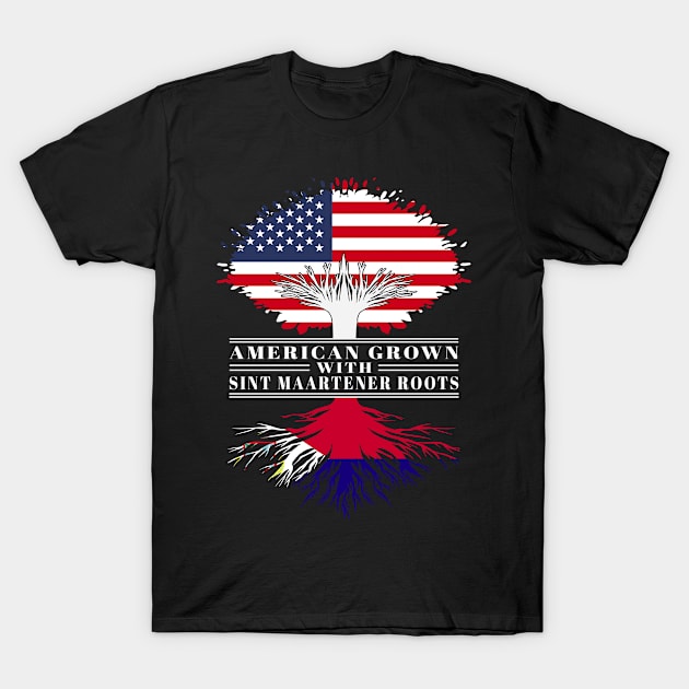 American Grown With Sint Maartener Roots Us Sint Maarten Flag Tree T-Shirt by BramCrye